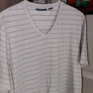 Perry Ellis Men's Striped Gray Shirt, sz XXL, $11 used..ppu TX r SHIPPING